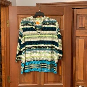 NWT - Ruby Rd. Top 3X - Black Multi Color